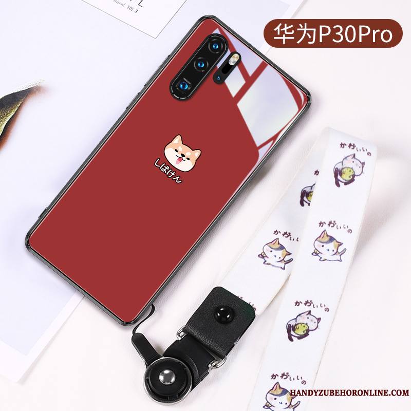 Huawei P30 Pro Charmant Rose Incassable Net Rouge Coque De Téléphone Personnalité Simple