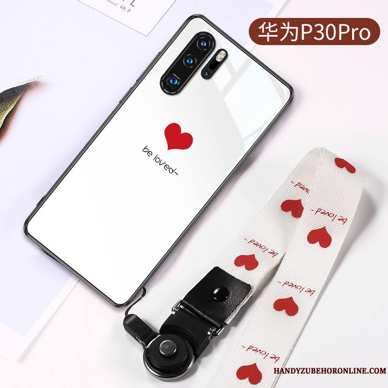 Huawei P30 Pro Charmant Rose Incassable Net Rouge Coque De Téléphone Personnalité Simple