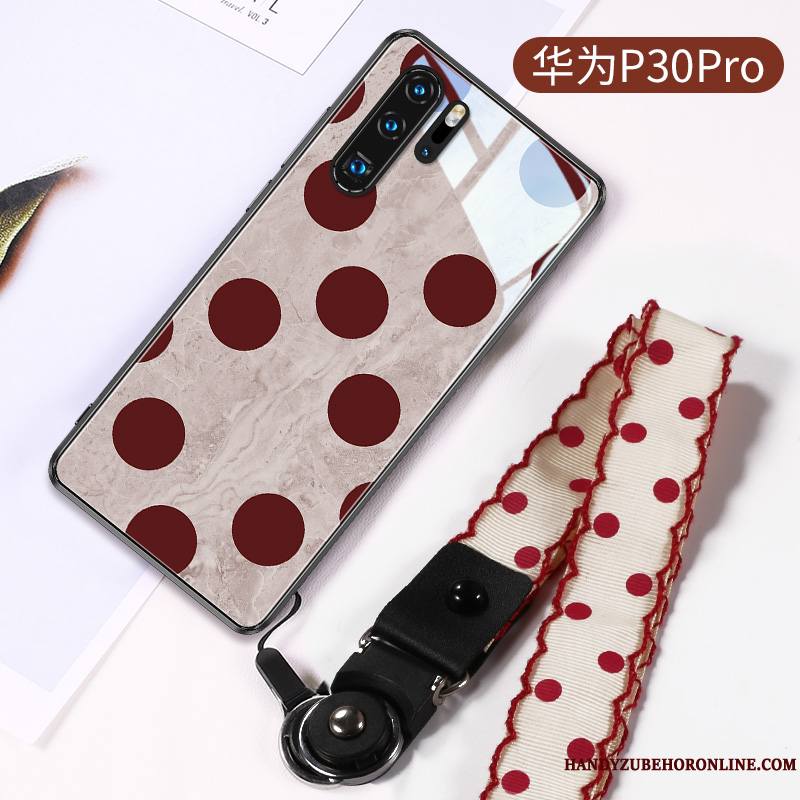 Huawei P30 Pro Charmant Rose Incassable Net Rouge Coque De Téléphone Personnalité Simple