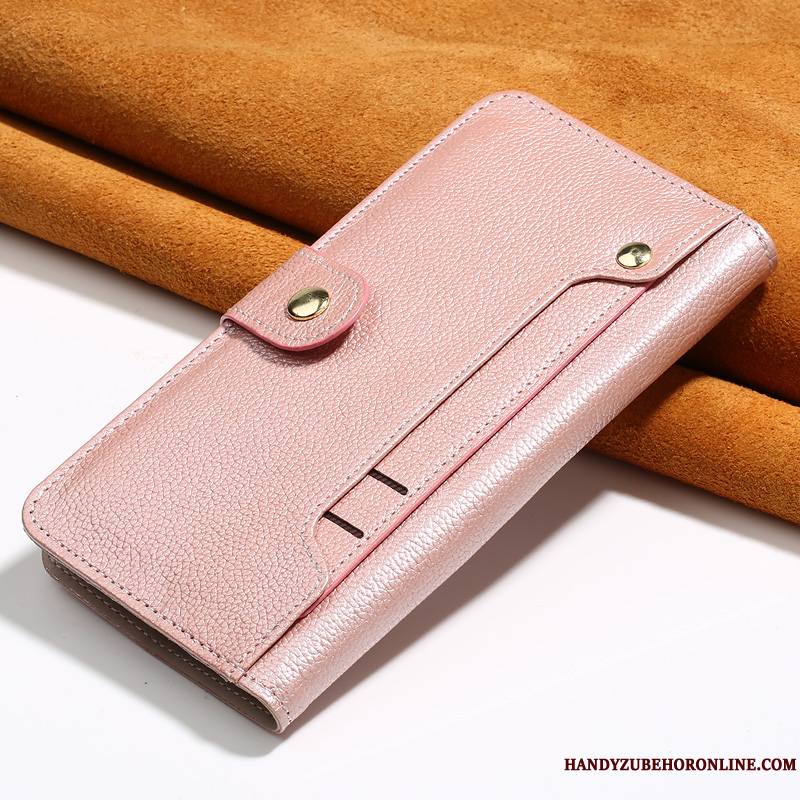 Huawei P30 Pro Coque Carte Cuir Véritable Portefeuille Or Rose Luxe Tout Compris Business