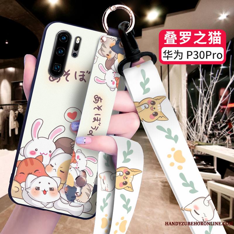 Huawei P30 Pro Coque Créatif Silicone Téléphone Portable Incassable Bleu Protection Dessin Animé