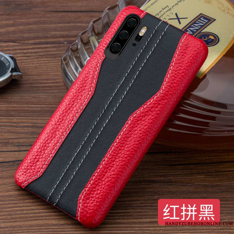 Huawei P30 Pro Coque Cuir Épissure Légères Nouveau Business Incassable Cuir Véritable