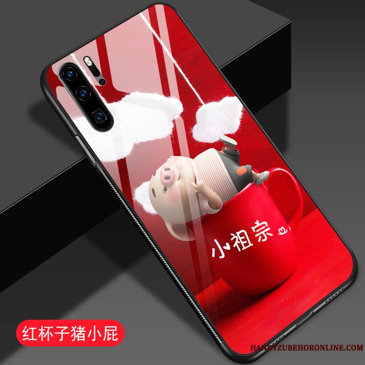 Huawei P30 Pro Coque De Téléphone Difficile Miroir Tout Compris Net Rouge Charmant Incassable