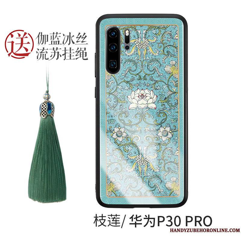 Huawei P30 Pro Coque De Téléphone Incassable Vert Étui Créatif Personnalité Style Chinois