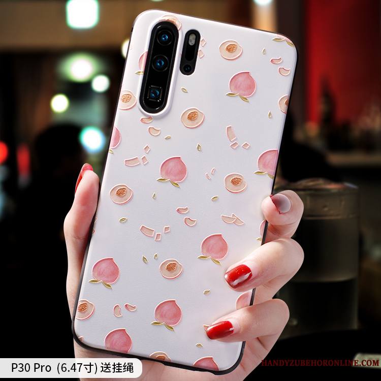 Huawei P30 Pro Coque De Téléphone Marque De Tendance Incassable Étui Net Rouge Créatif Très Mince