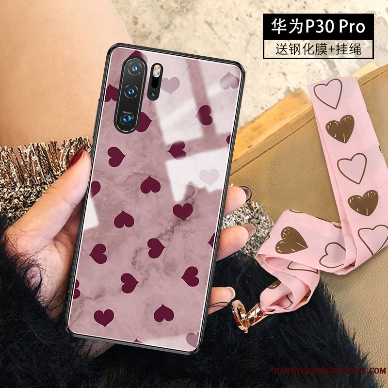 Huawei P30 Pro Coque Mode Marque De Tendance Amour Luxe Rose Violet Tout Compris