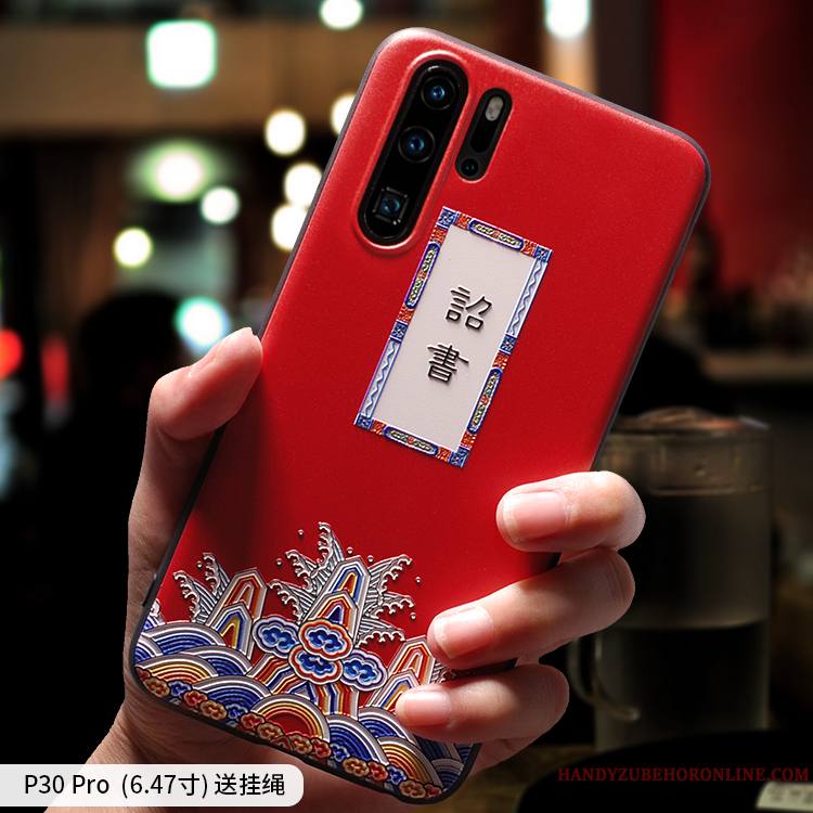 Huawei P30 Pro Coque Net Rouge Tout Compris Silicone Fluide Doux Étui Protection Nouveau