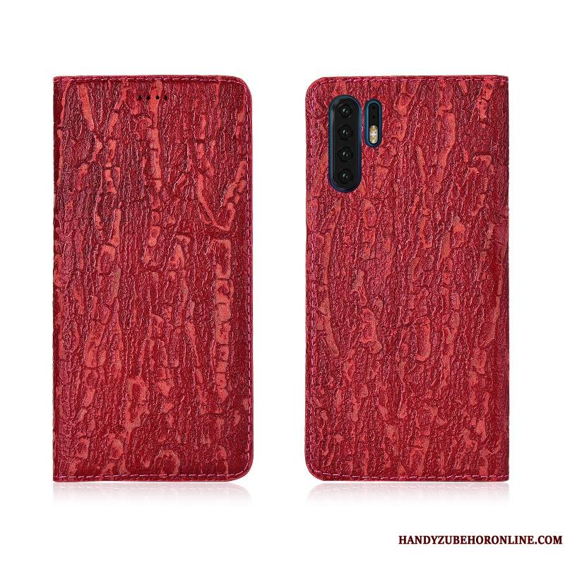 Huawei P30 Pro Coque Silicone Arbres Nouveau Étui En Cuir Cuir Véritable Téléphone Portable Fluide Doux