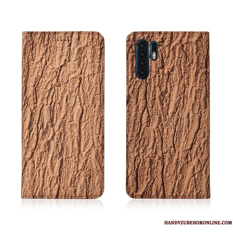 Huawei P30 Pro Coque Silicone Arbres Nouveau Étui En Cuir Cuir Véritable Téléphone Portable Fluide Doux