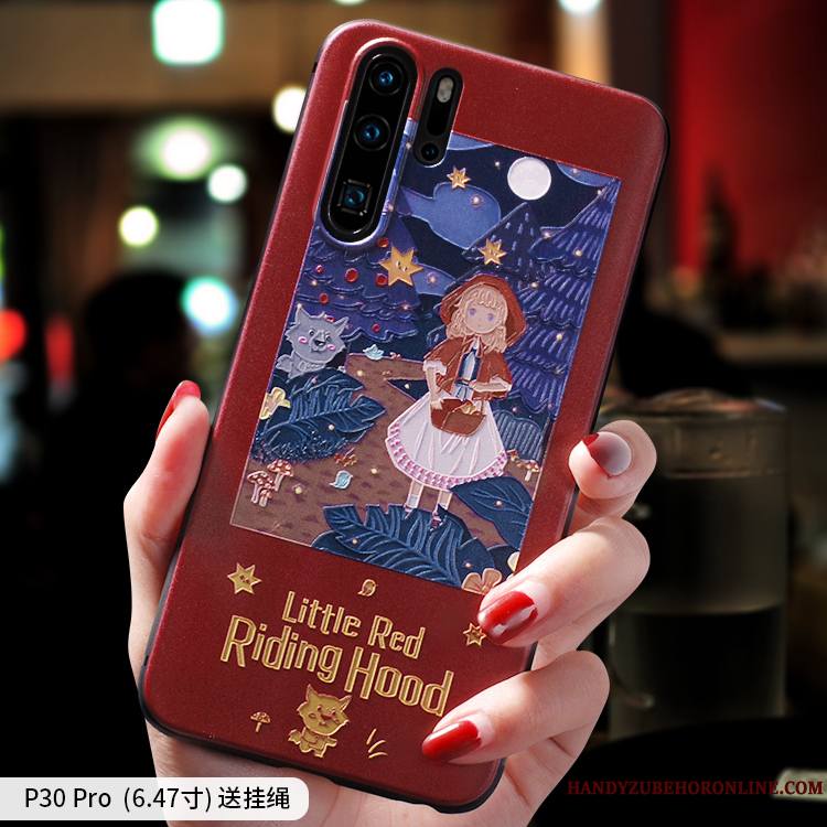 Huawei P30 Pro Créatif Dessin Animé Charmant Net Rouge Délavé En Daim Protection Coque De Téléphone