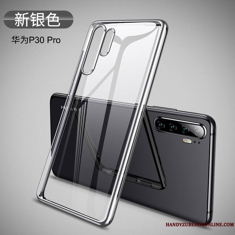 Huawei P30 Pro Créatif Nouveau Coque De Téléphone Fluide Doux Bleu Transparent Verre