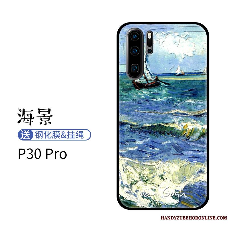 Huawei P30 Pro Haute Délavé En Daim Silicone Fluide Doux Incassable Dessin Animé Coque De Téléphone