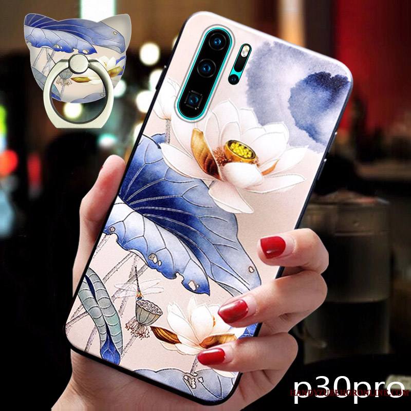 Huawei P30 Pro Incassable Bleu Style Chinois Créatif Très Mince Coque Personnalité