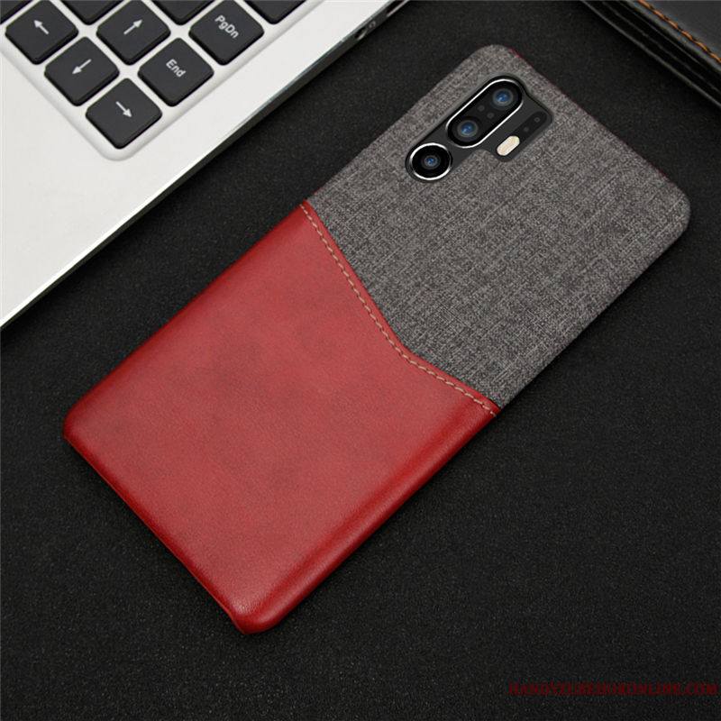 Huawei P30 Pro Incassable Luxe Étui Vin Rouge Business Étui En Cuir Coque