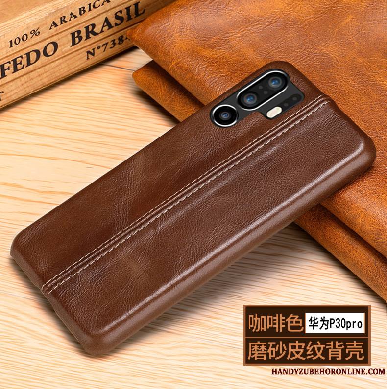 Huawei P30 Pro Luxe Tout Compris Cuir Véritable Incassable Coque Protection Bovins