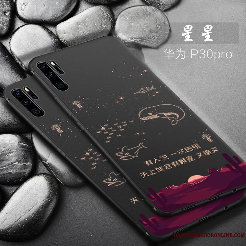 Huawei P30 Pro Noir Étui Incassable Coque De Téléphone Personnalité Fluide Doux Petit