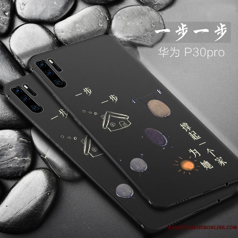 Huawei P30 Pro Noir Étui Incassable Coque De Téléphone Personnalité Fluide Doux Petit