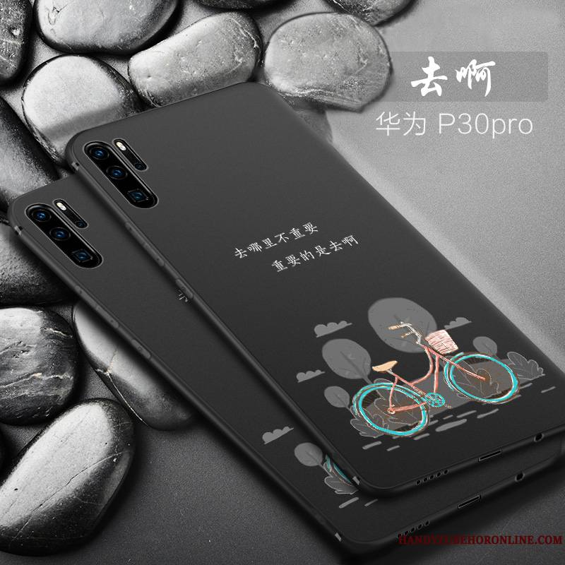 Huawei P30 Pro Noir Étui Incassable Coque De Téléphone Personnalité Fluide Doux Petit