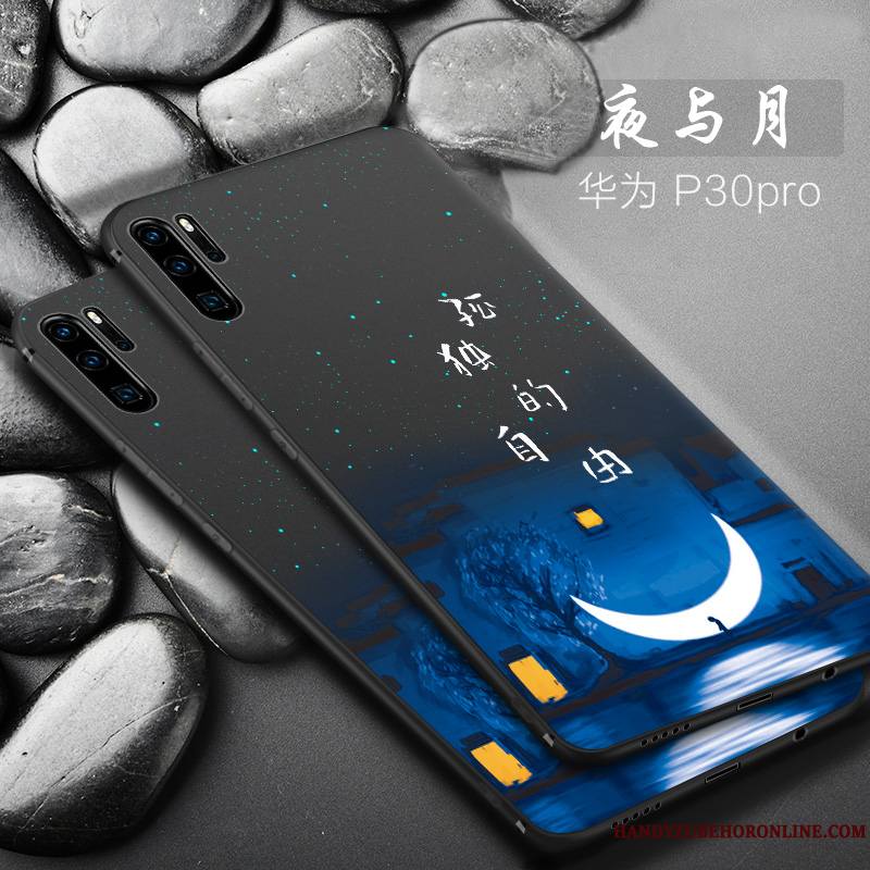 Huawei P30 Pro Noir Étui Incassable Coque De Téléphone Personnalité Fluide Doux Petit