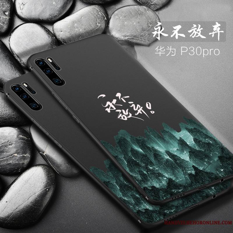 Huawei P30 Pro Noir Étui Incassable Coque De Téléphone Personnalité Fluide Doux Petit