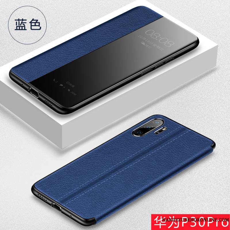 Huawei P30 Pro Protection Étui En Cuir Incassable Membrane Clamshell Tempérer Coque De Téléphone