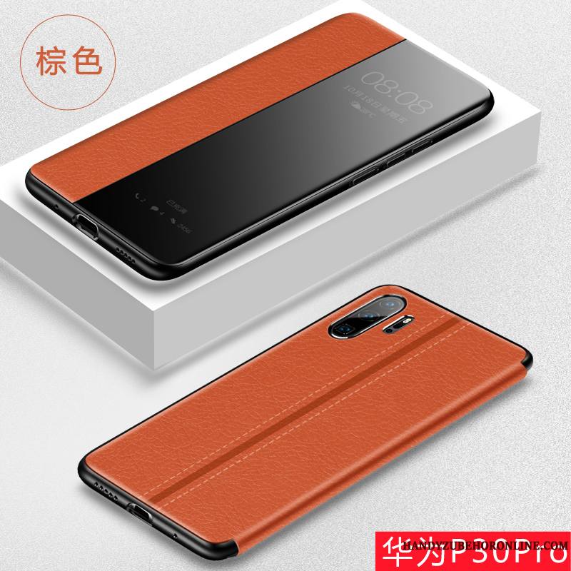 Huawei P30 Pro Protection Étui En Cuir Incassable Membrane Clamshell Tempérer Coque De Téléphone