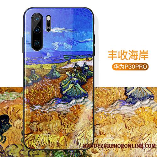 Huawei P30 Pro Étui Miroir Peinture À L'huile Vintage Luxe Personnalité Coque De Téléphone