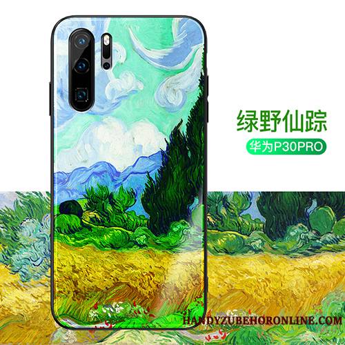 Huawei P30 Pro Étui Miroir Peinture À L'huile Vintage Luxe Personnalité Coque De Téléphone