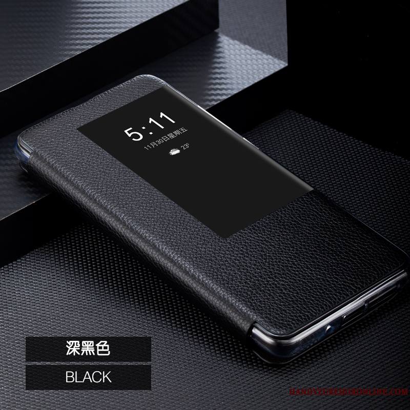 Huawei P30 Pro Étui Étui En Cuir Cuir Véritable Téléphone Portable Bleu Protection Coque De Téléphone