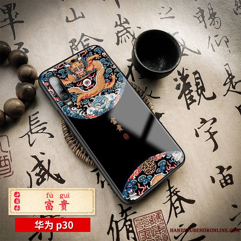 Huawei P30 Silicone Incassable Amoureux Créatif Coque De Téléphone Mode Verre
