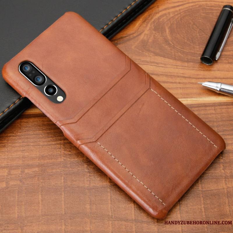 Huawei P30 Tendance Business Créatif Incassable Coque De Téléphone Noir Étui En Cuir