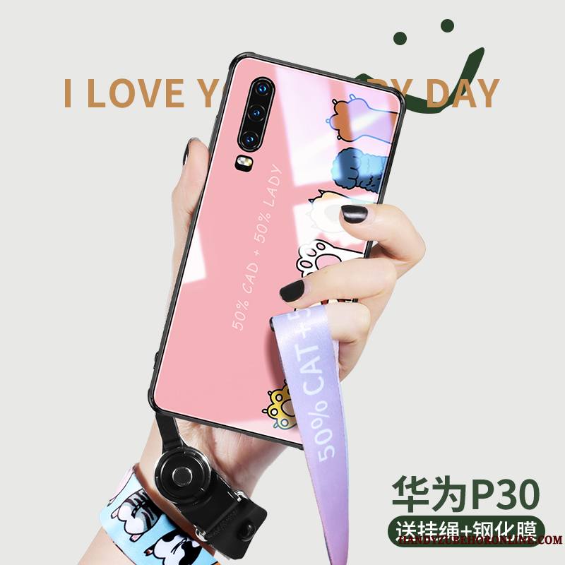 Huawei P30 Tout Compris Coque De Téléphone Incassable Tendance Silicone Rose Personnalité