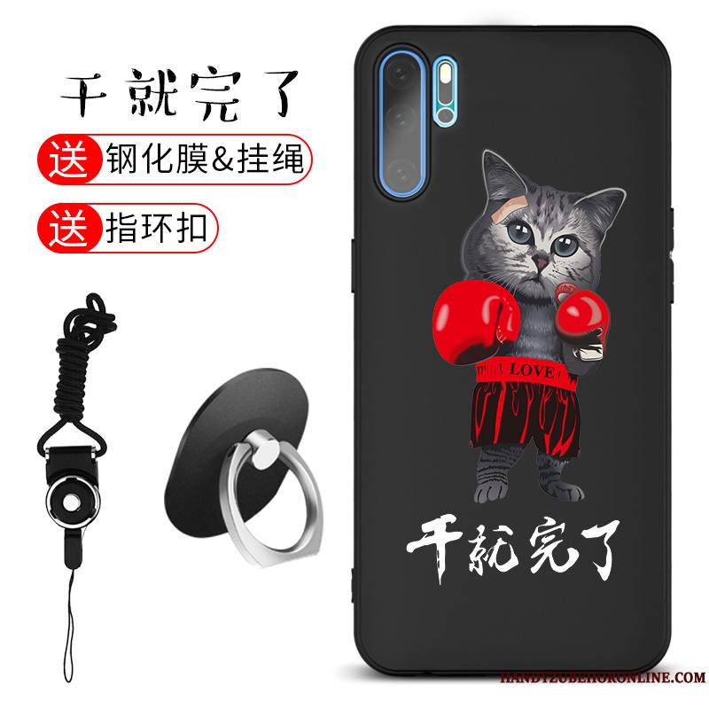 Huawei P30 Tout Compris Coque De Téléphone Noir Ornements Suspendus Étui Silicone Fluide Doux