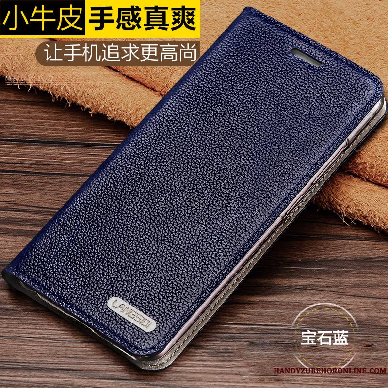 Huawei P30 Tout Compris Cuir Véritable Bleu Business Housse Luxe Coque De Téléphone