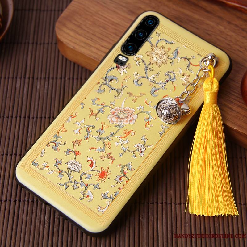 Huawei P30 Tout Compris Vintage Style Chinois Silicone Protection Coque Étui