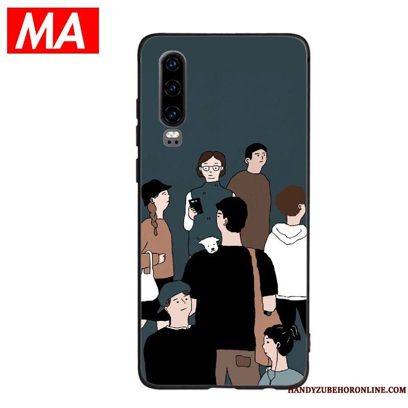 Huawei P30 Vent Étui Silicone Coque Chat Dessin Animé Clair