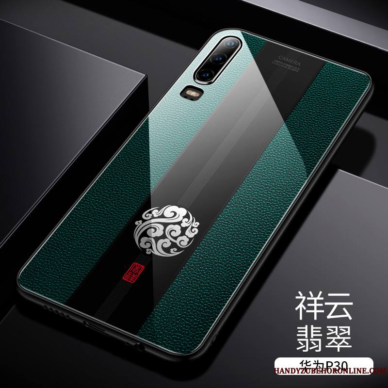 Huawei P30 Verre Étui Incassable Coque Très Mince De Téléphone Vert