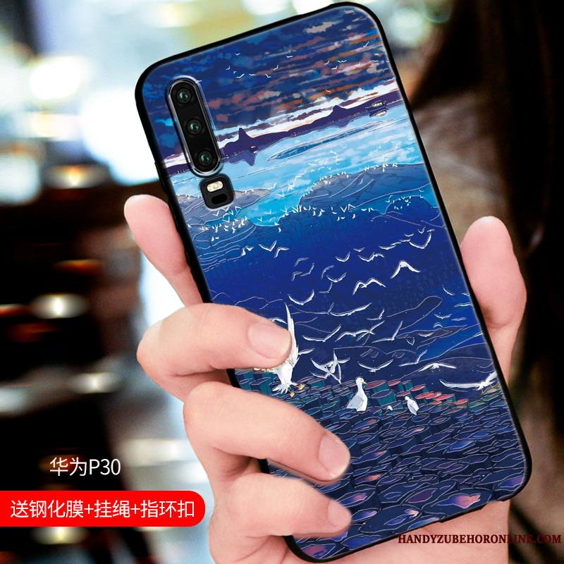 Huawei P30 Élégant Nouveau Simple Coque Étui Gaufrage Amoureux