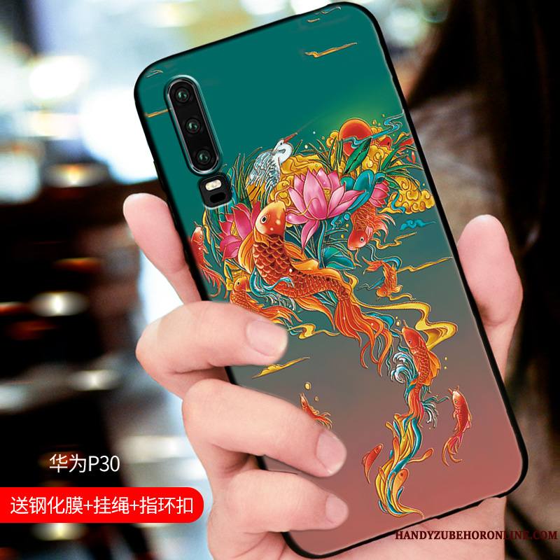 Huawei P30 Élégant Nouveau Simple Coque Étui Gaufrage Amoureux