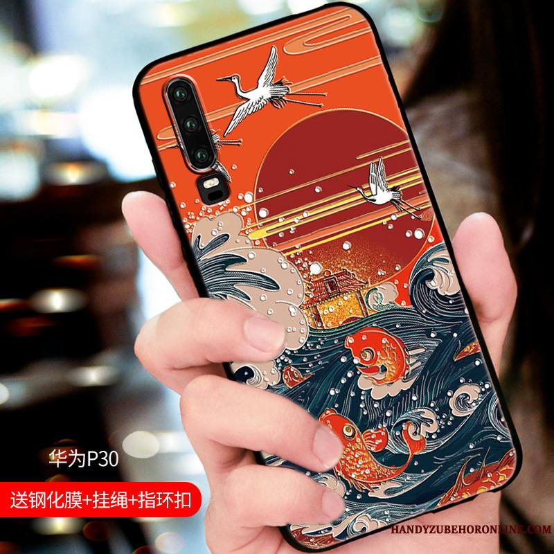 Huawei P30 Élégant Nouveau Simple Coque Étui Gaufrage Amoureux