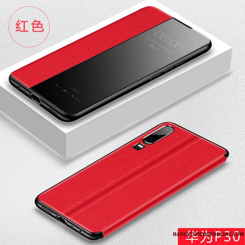 Huawei P30 Étui Coque De Téléphone Étui En Cuir Incassable Clamshell Protection