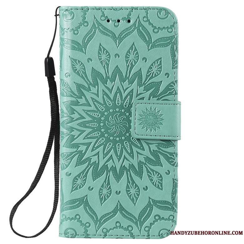 Huawei P30 Étui En Cuir Bleu Clamshell Fluide Doux Protection Coque De Téléphone Incassable