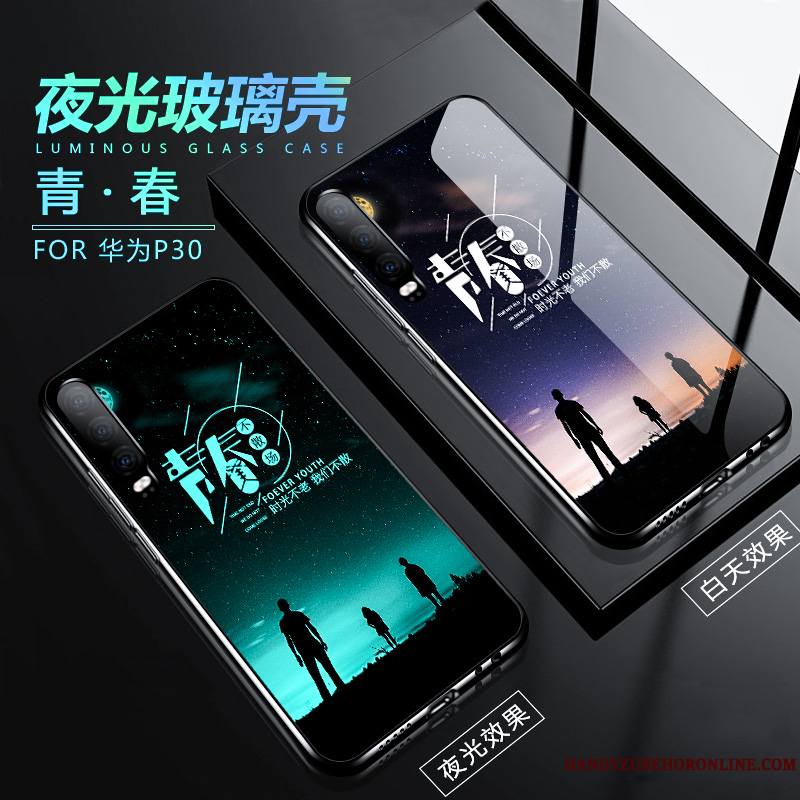Huawei P30 Étui Net Rouge Lumineuses Incassable Coque De Téléphone Luxe Personnalité