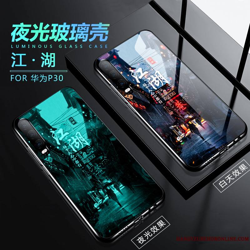 Huawei P30 Étui Net Rouge Lumineuses Incassable Coque De Téléphone Luxe Personnalité