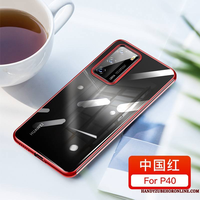 Huawei P40 Bleu Incassable Net Rouge Coque Tout Compris Personnalité Transparent
