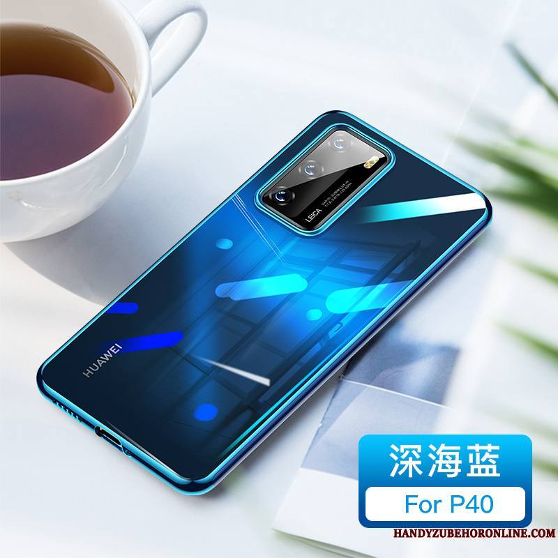Huawei P40 Bleu Incassable Net Rouge Coque Tout Compris Personnalité Transparent