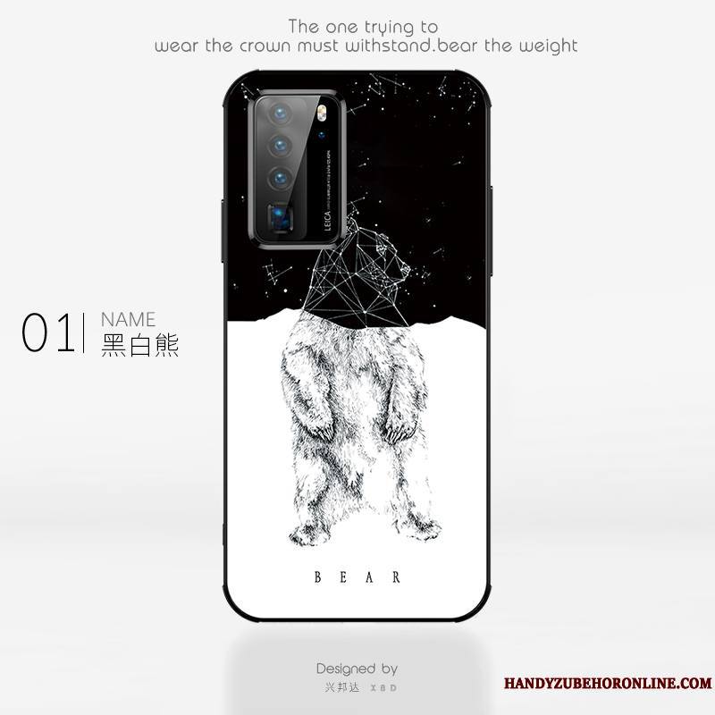 Huawei P40 Coque Blanc Étui Nouveau Tout Compris Mode Verre Art