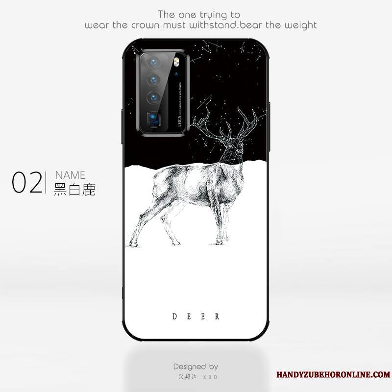 Huawei P40 Coque Blanc Étui Nouveau Tout Compris Mode Verre Art