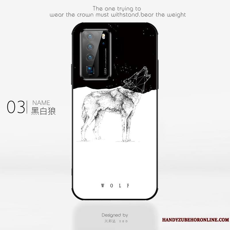 Huawei P40 Coque Blanc Étui Nouveau Tout Compris Mode Verre Art