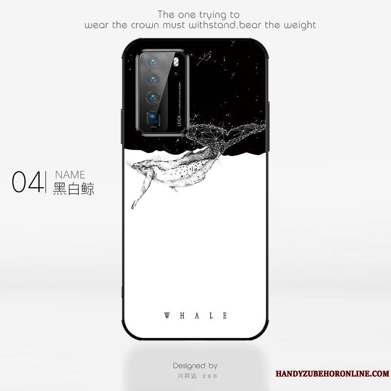 Huawei P40 Coque Blanc Étui Nouveau Tout Compris Mode Verre Art